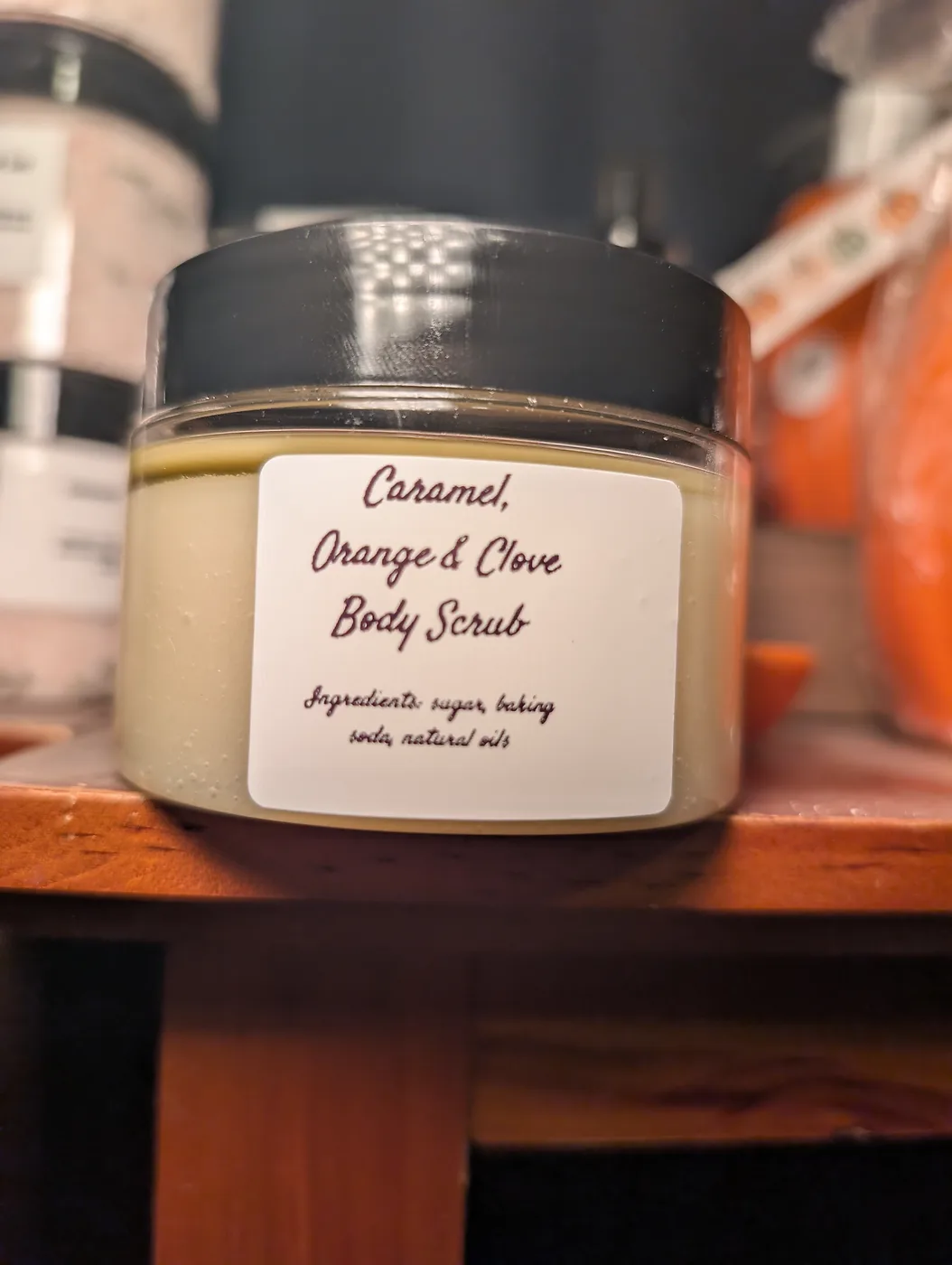 Caramel orange and clove body scrub