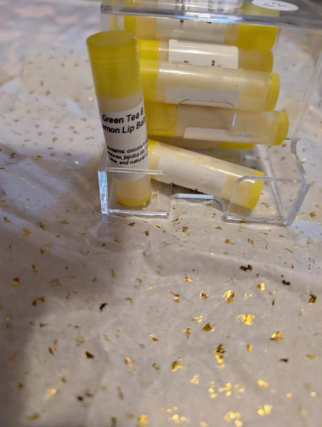 Small batch lip care displayed for market